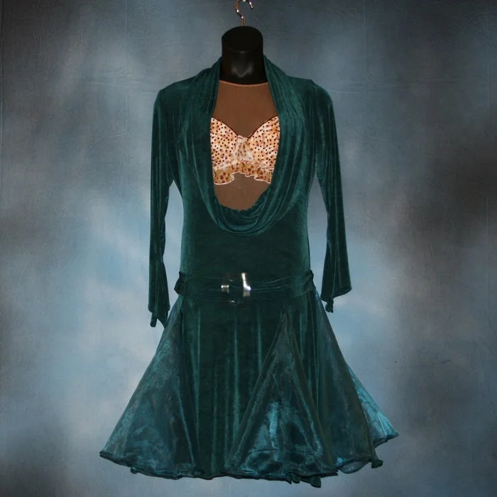 Teal Latin-Rhythm Dress-Gina A-Line Day Work