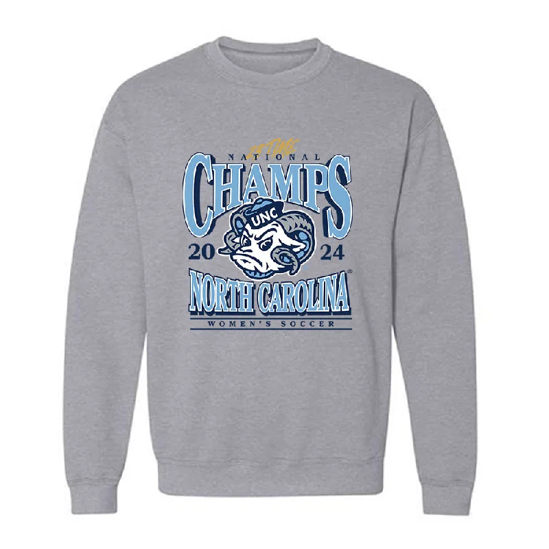 UNC - NCAA Women's Soccer : Ella Smith - Vintage Gray Championship Crewneck Sweatshirt Hoodie with Hem Lace Feminine Delicate UNC - NCAA Women's Soccer : Ella Smith - Vintage Gray Championship Crewneck Sweatshirt Hoodie with Hem Lace Feminine Delicate