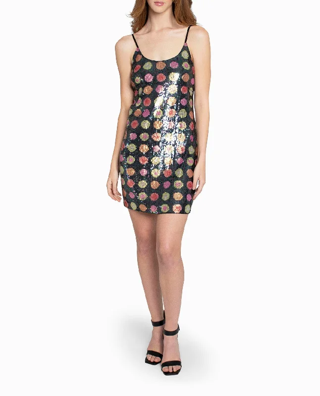Nicole Miller Radiant Aura Dot Sequin Mini Dress Trendy Mesh Mini Dress
