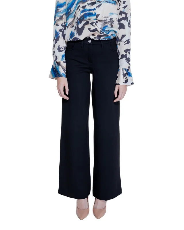 Guess  Womens Wide Leg Pants Black Formal Stretch Pants