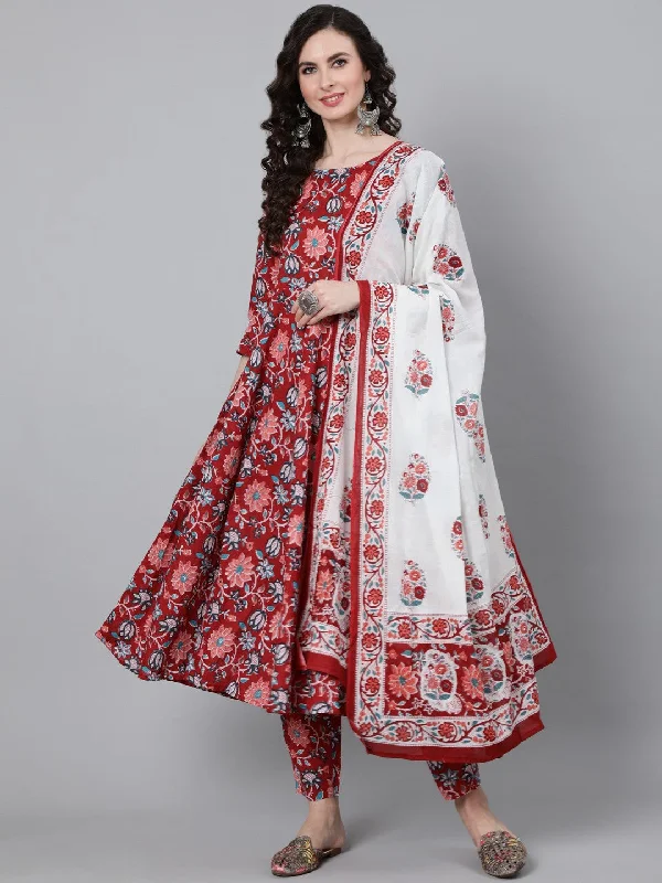 Women's Red Viscose Printed Kurta And Pant Set With Dupatta - Alvami Modern Bootcut Pants Women's Red Viscose Printed Kurta And Pant Set With Dupatta - Alvami Modern Bootcut Pants