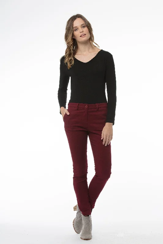QUINN Pants - Wine Comfy High-Waist Jeans