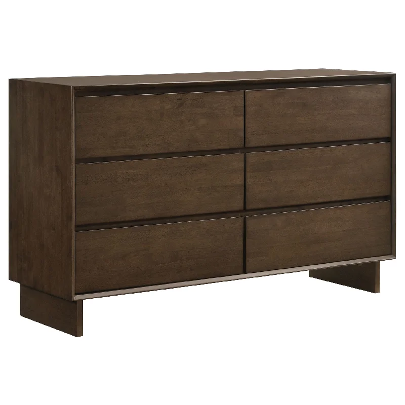 Glenwood - 6-Drawer Dresser Cabinet - Warm Brown Tunics Modern contemporary