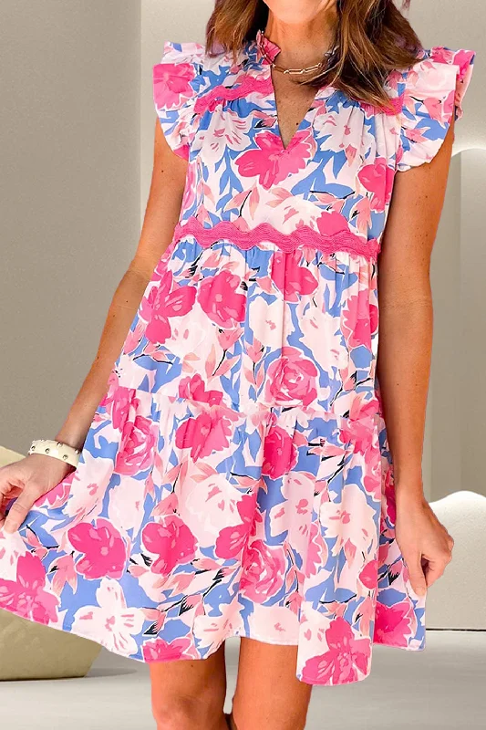 Amaya Ruffled Printed Cap Sleeve Mini Dress Trendy Bodycon Mini Dress