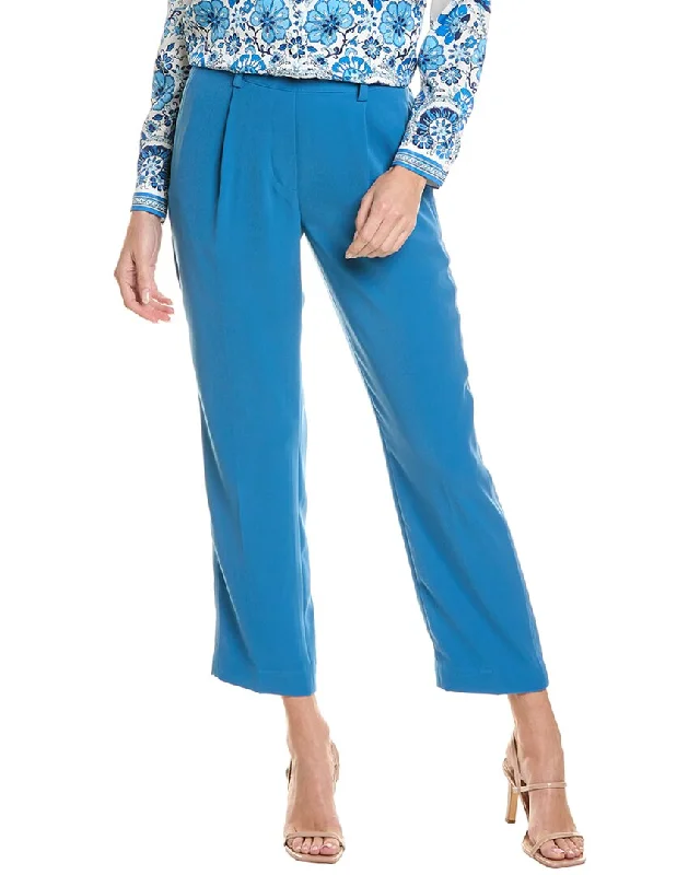 Elie Tahari Pleated Straight Leg Pant Elegant High-Waist Pants