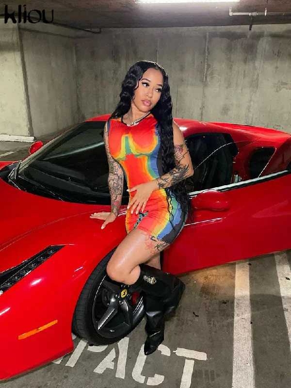 Print Mini Dress Stylish Short-Sleeve Mini Dress