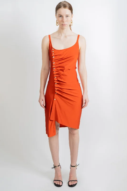 Paco Rabanne Draped Mini Dress Paprika Classic Floral Mini Dress