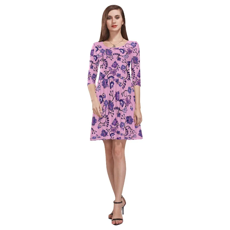 Purple Floral Amour Tethys Half-Sleeve Skater Dress Tunics Chic fashionable