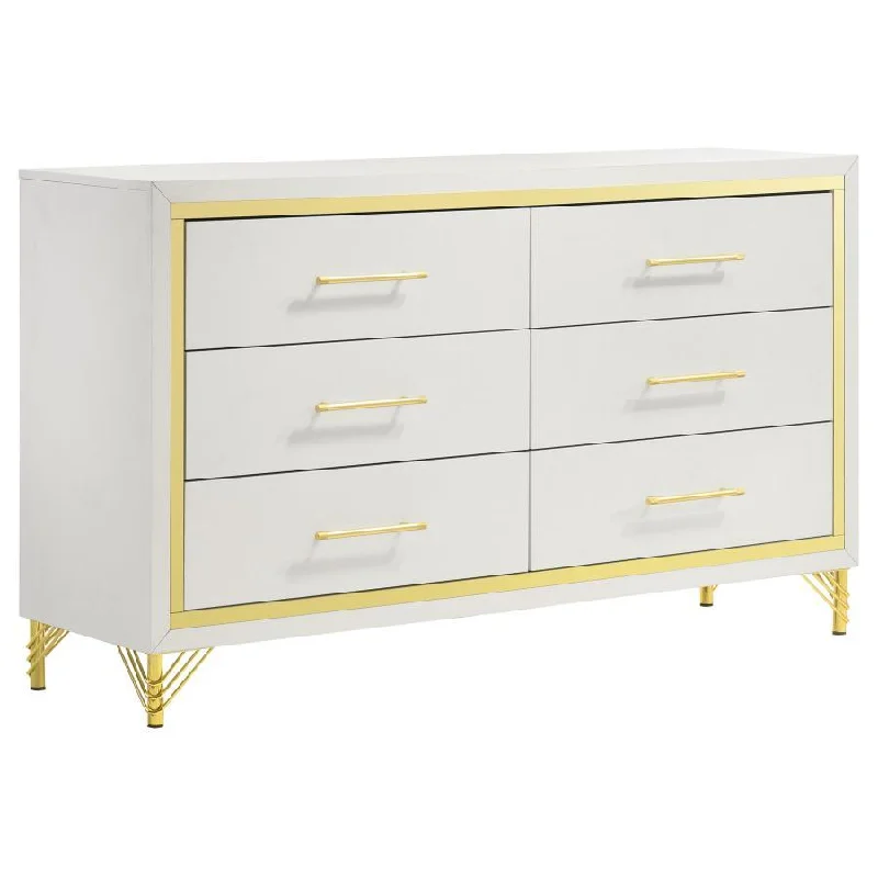 Lucia - 6-Drawer Dresser - White Tunics Ceremony elegant