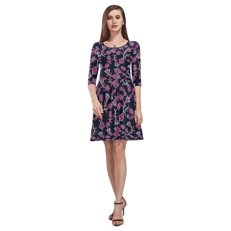 Beaded Pink Tethys Half-Sleeve Skater Dress Tunics Floral girly