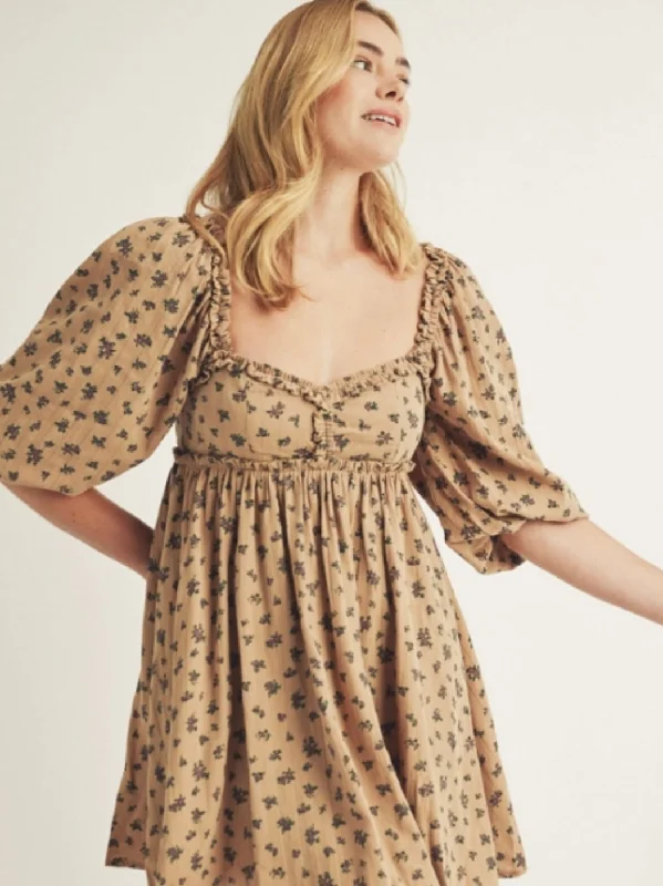 EXTRA 25% OFF Bouquet Ruffled Baby Doll Mini Dress Comfortable Off-Shoulder Mini Dress