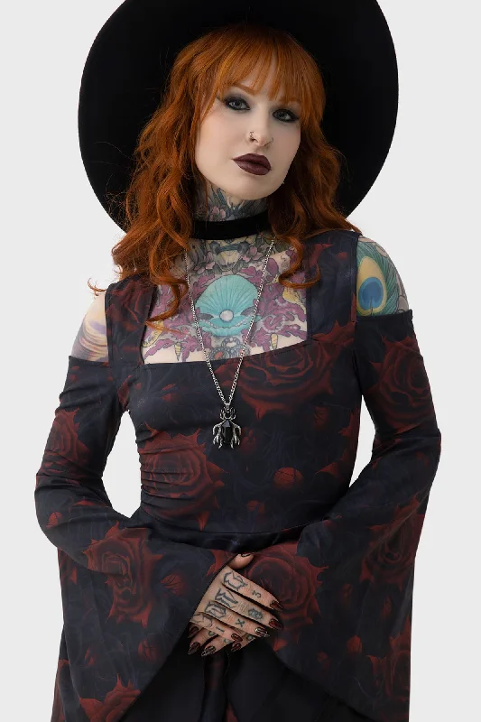 Blood Rose Mini Dress Fashionable Denim Mini Dress