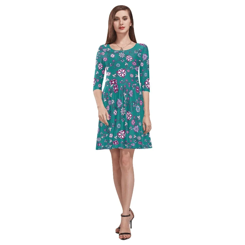 Burgundy Bloom Tethys Half-Sleeve Skater Dress Tunics Running lightweight