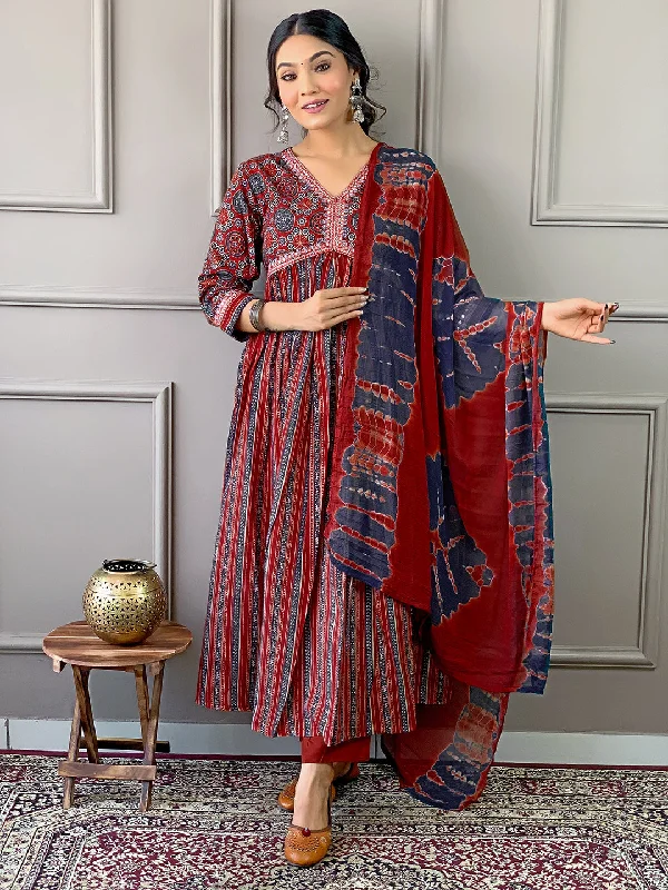 Women's Maroon Cotton Kurta With Pant And Dupatta Set - Dwija Fashion Casual Drawstring Pants Women's Maroon Cotton Kurta With Pant And Dupatta Set - Dwija Fashion Casual Drawstring Pants