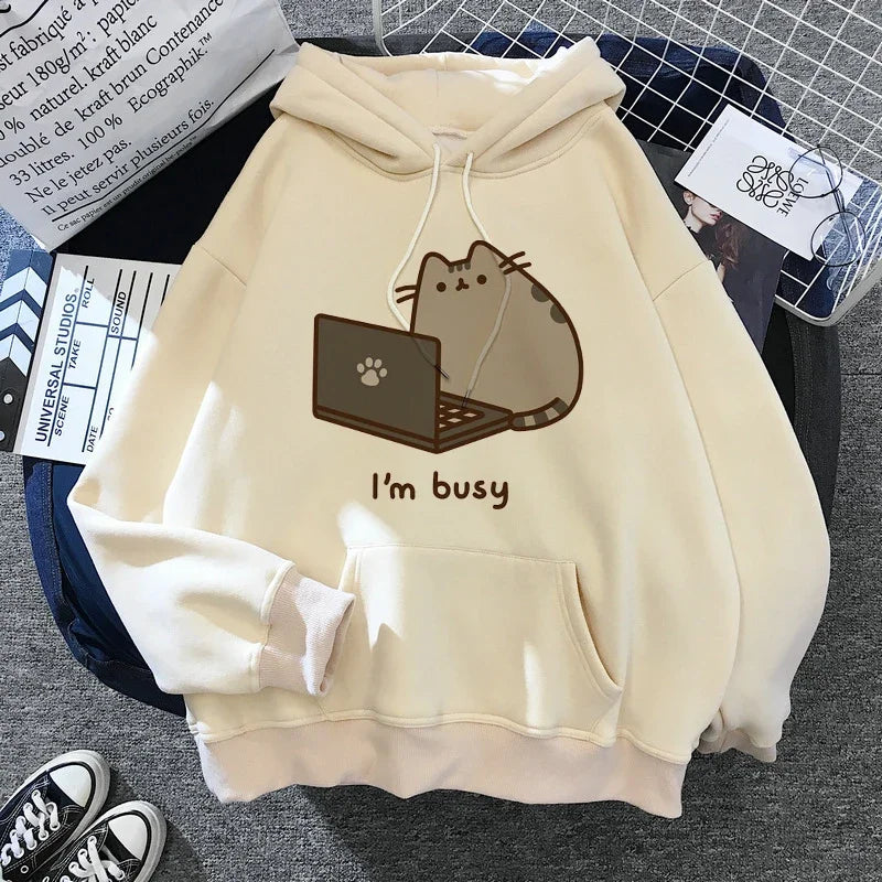 The Cat Hoodie Women Fashion Kawaii Korean Harajuku Sweatshirt Female 90s Cartoon Clothes Female Hood Oversized Girls Hoodie with Illustration Artistic Creative The Cat Hoodie Women Fashion Kawaii Korean Harajuku Sweatshirt Female 90s Cartoon Clothes Female Hood Oversized Girls Hoodie with Illustration Artistic Creative