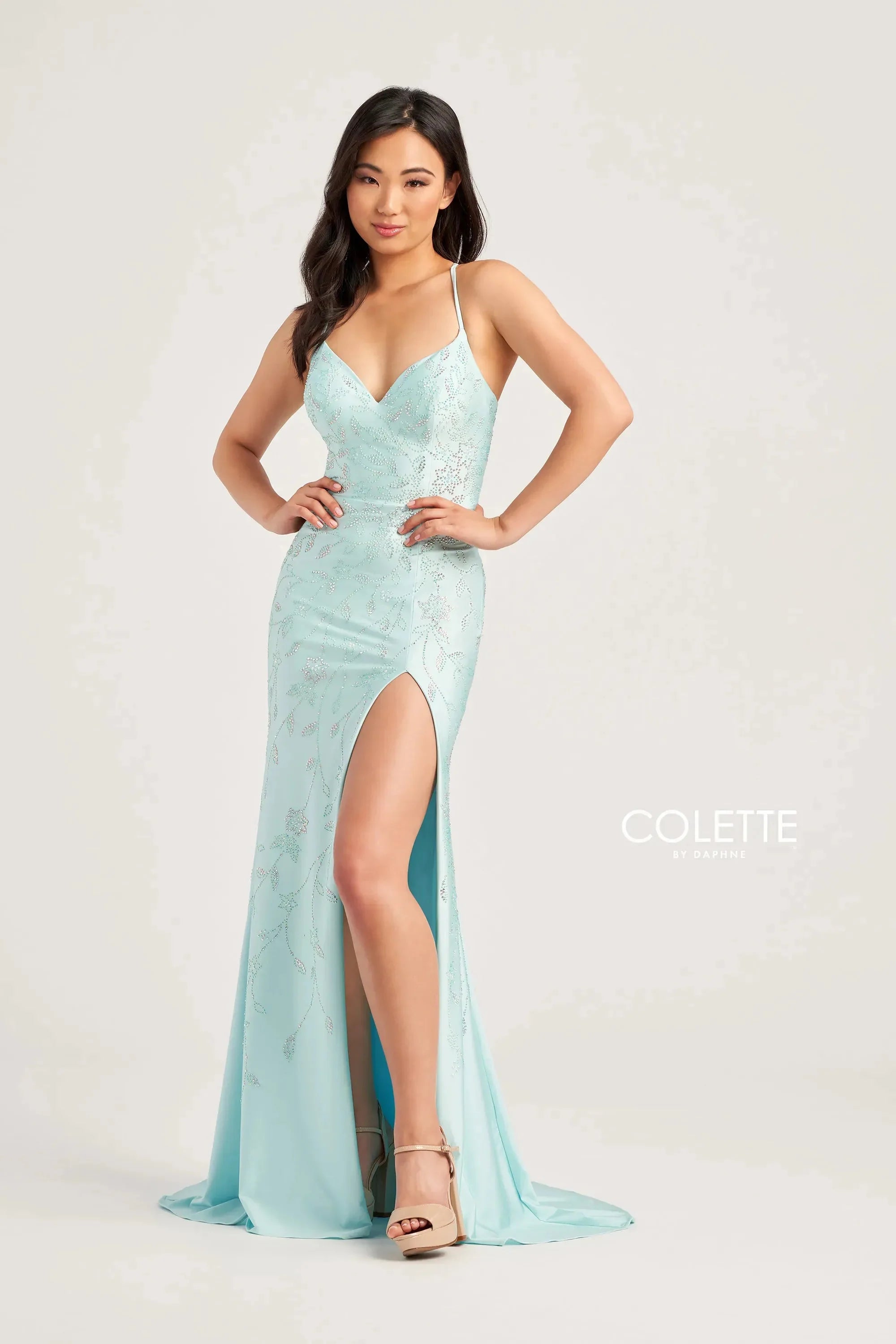 Colette By Daphne CL5110 - Spaghetti Strap Beaded Prom Dress Tunics Essential wardrobe