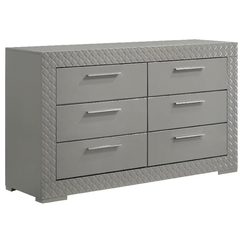 Ives - 6-Drawer Dresser Cabinet - Gray High Gloss Tunics Polka dots
