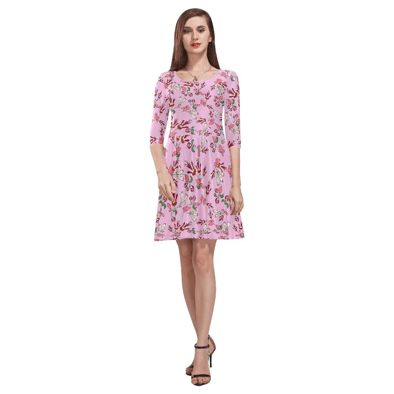 Strawberry Floral Tethys Half-Sleeve Skater Dress Tunics Gym athletic