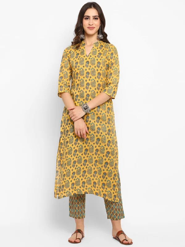 Women Cotton Printed Kurta Pant Set - Rasiya Sleek Black Pants