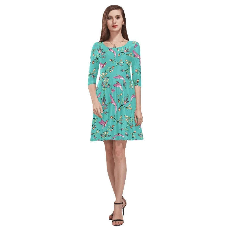 Swift Pastel Tethys Half-Sleeve Skater Dress Tunics Mesh breathable