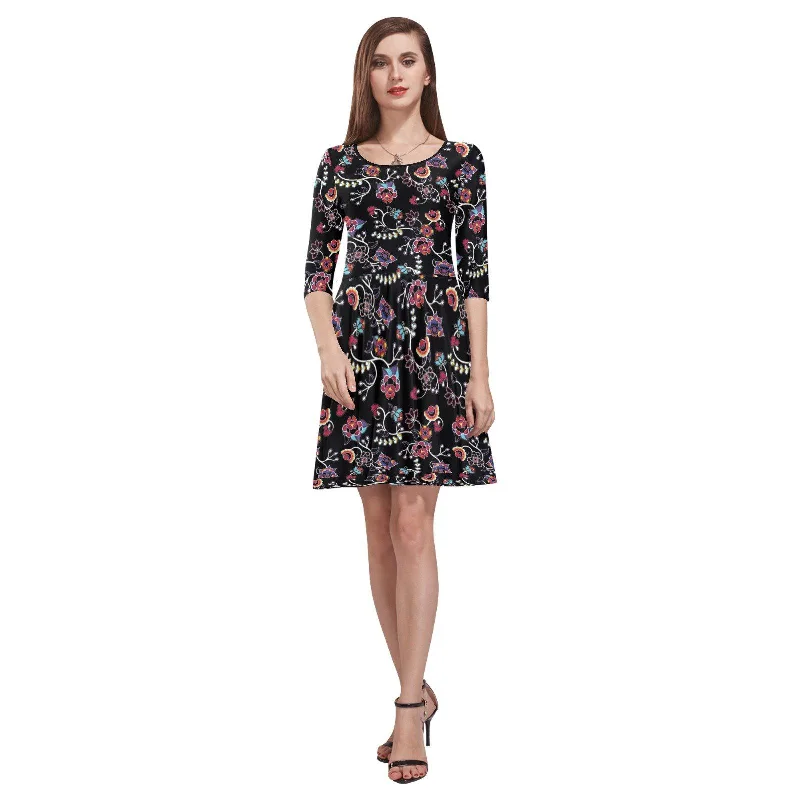Floral Danseur Tethys Half-Sleeve Skater Dress Tunics Versatile stylish