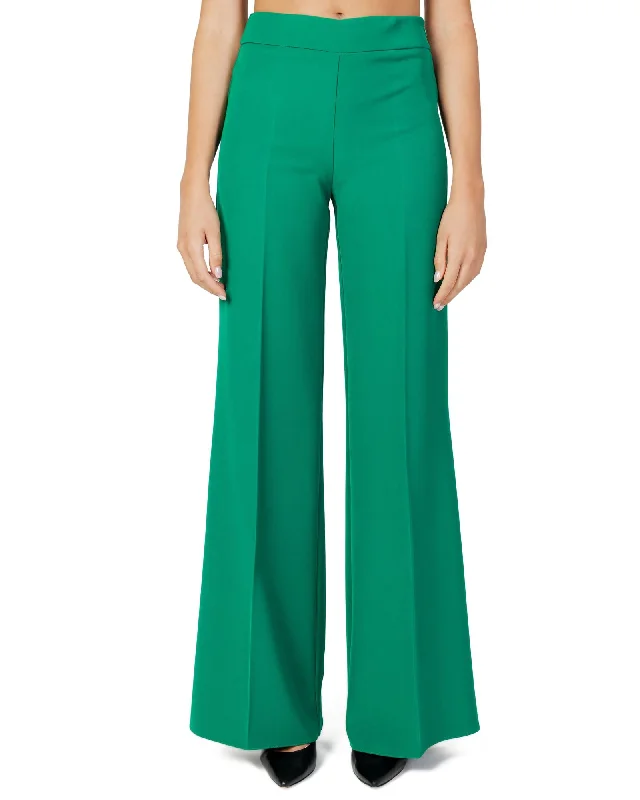 Sandro Ferrone  Women's Green Wide Leg Pants Trendy Printed Pants