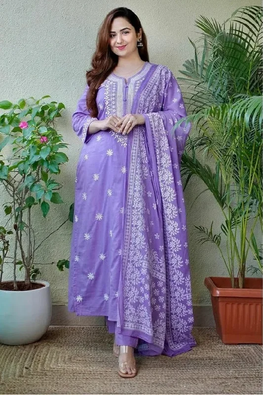 Women'S Party Wear Embroidery Worked Kurta With Pant And Duppata Set - Dwija Fashion Fashionable Track Pants Women'S Party Wear Embroidery Worked Kurta With Pant And Duppata Set - Dwija Fashion Fashionable Track Pants