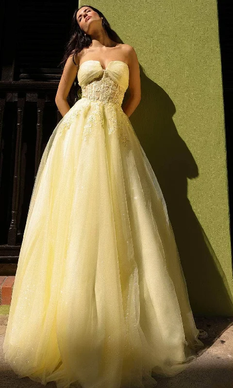 Nox Anabel T1326 - Sweetheart Appliqued Prom Dress Tunics Velvet soft