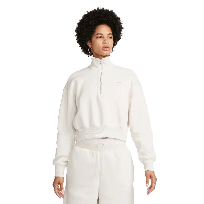 Nike Sportswear Phoenix Fleece Women's 1/2-Zip Cropped Sweatshirt Hoodie with Snap Buttons Easy Quick Nike Sportswear Phoenix Fleece Women's 1/2-Zip Cropped Sweatshirt Hoodie with Snap Buttons Easy Quick
