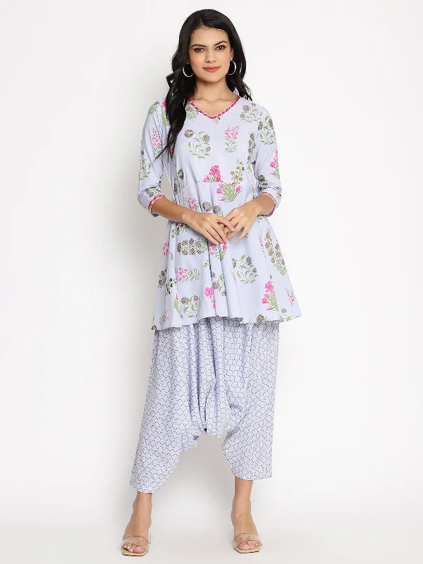 Women's  Crepe Printed Top With Harem Pant- Ahalyaa Casual Skinny Fit Pants
