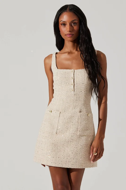 Deanna Tweed Mini Dress Classic White Mini Dress