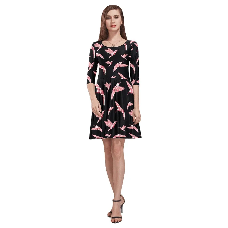 Strawberry Black Tethys Half-Sleeve Skater Dress Tunics Corduroy durable