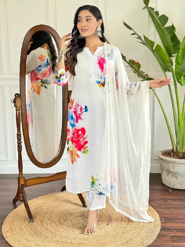 Women's Floral French Crepe Fabric Straight Kurta, Pant And Dupatta Set - The52 Lightweight Jogger Pants Women's Floral French Crepe Fabric Straight Kurta, Pant And Dupatta Set - The52 Lightweight Jogger Pants