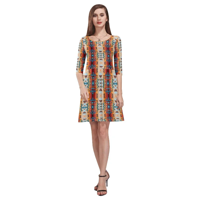 Dark Sandway Tethys Half-Sleeve Skater Dress Tunics Fashionable chic