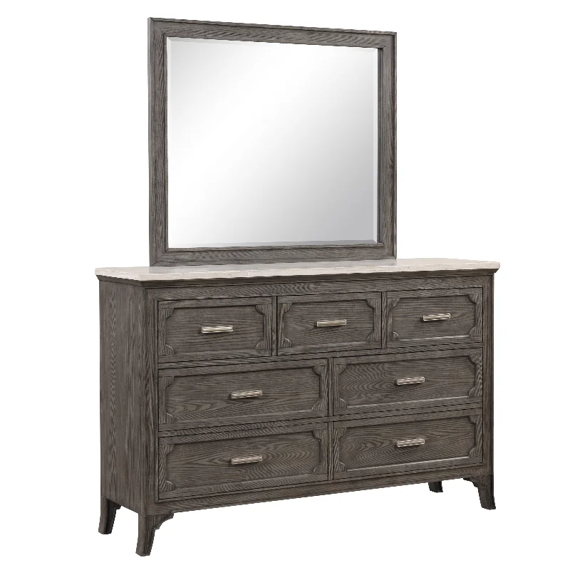 Lisbon - 2 Piece Dresser & Mirror Set - Gray Turtleneck Warm Winter