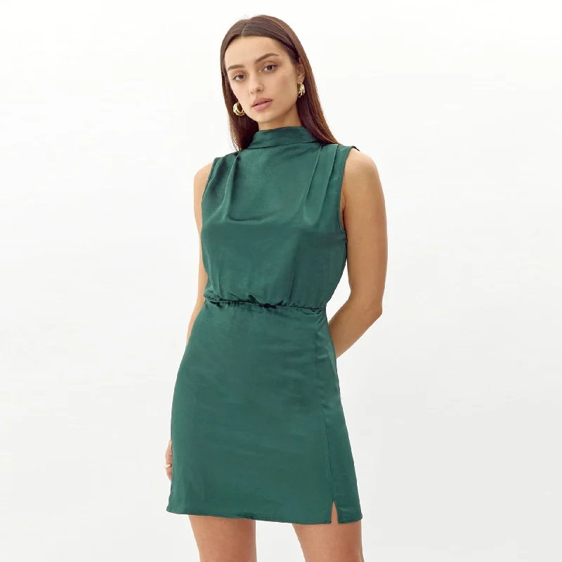Greylin Danila Mock Neck Mini Dress - Emerald Fashionable Polka Dot Mini Dress