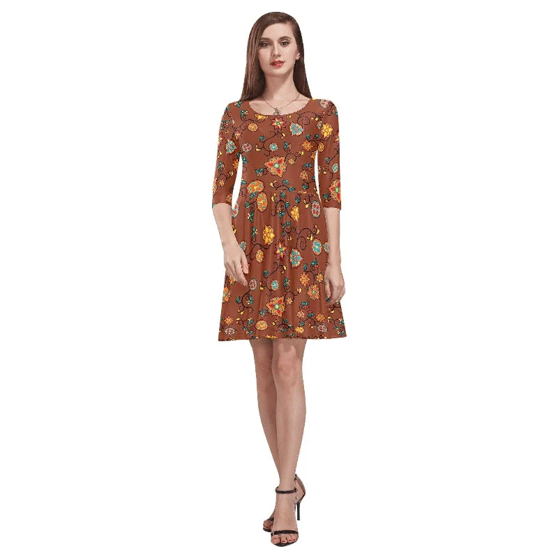 Fire Bloom Shade Tethys Half-Sleeve Skater Dress Tunics Denim casual