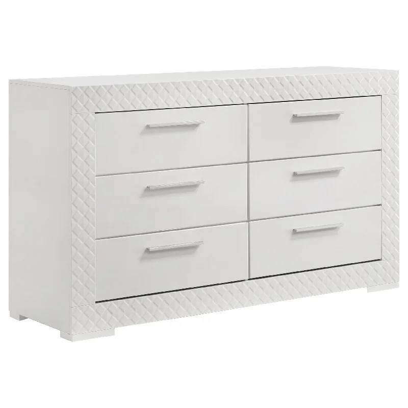 Ives - 6-Drawer Dresser Cabinet - White High Gloss Tunics Fleece cozy