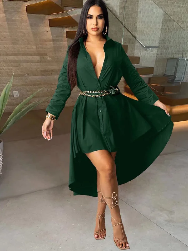 Long Sleeves Asymmetrical Hem Mini Dresses Comfortable Boho Mini Dress