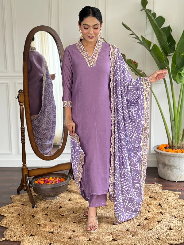 Women's Viscose Silk Fabric Work Straight Cut Kurta, Pant And Dupatta Set - The52 Elegant Wool Trousers