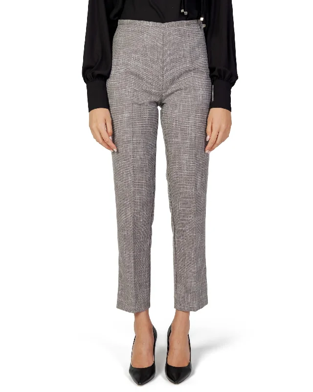 Sandro Ferrone  Women's Gray Plaid Slim Fit Pants Stretch Fit Pants