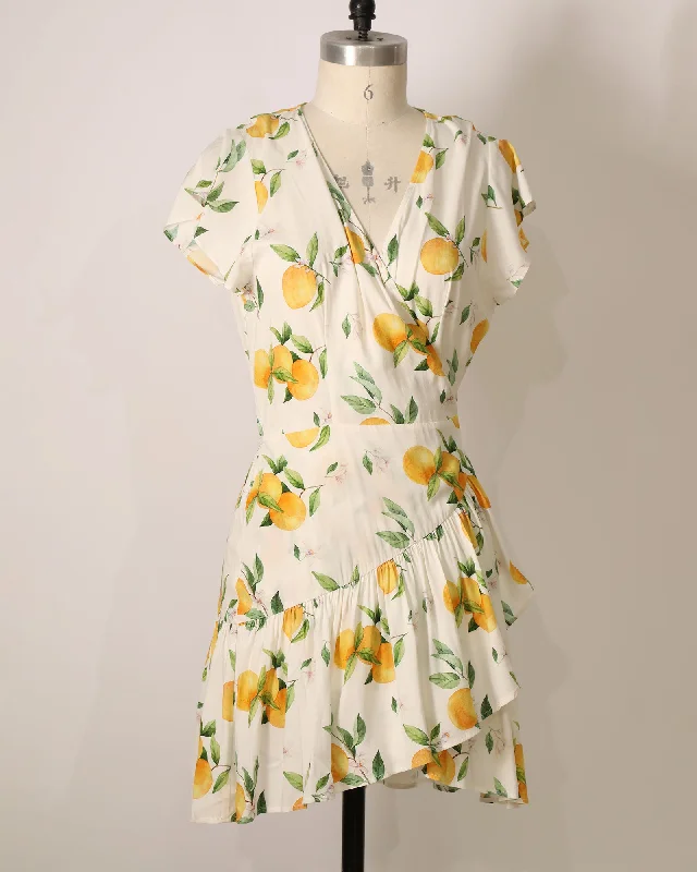 Wrap Mini Dress - Print Comfortable One-Shoulder Mini Dress