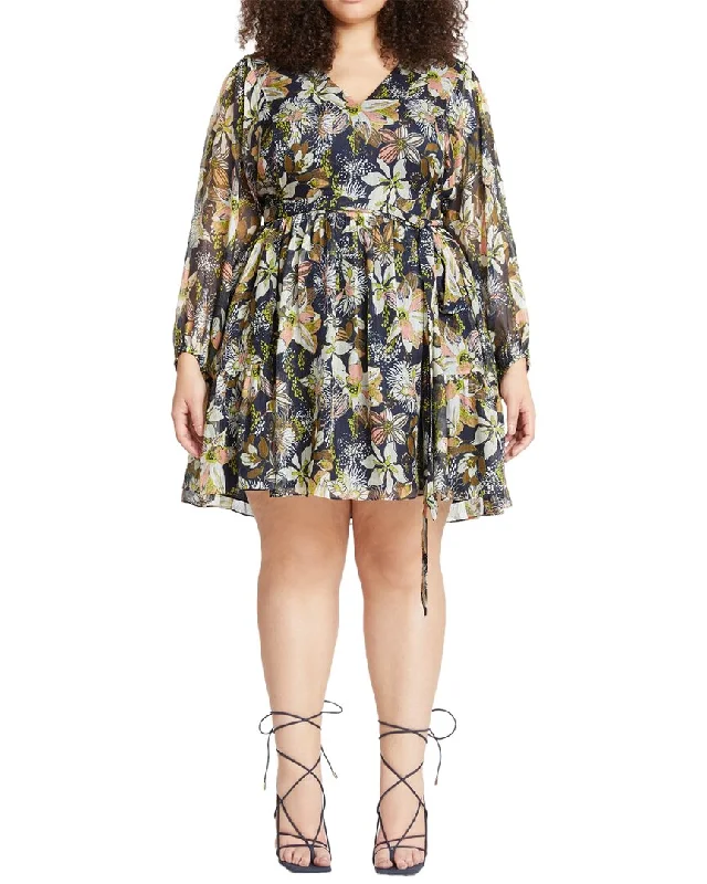 Tanya Taylor Vivaria Linen & Silk-Blend Mini Dress Elegant Off-Shoulder Dress Mini