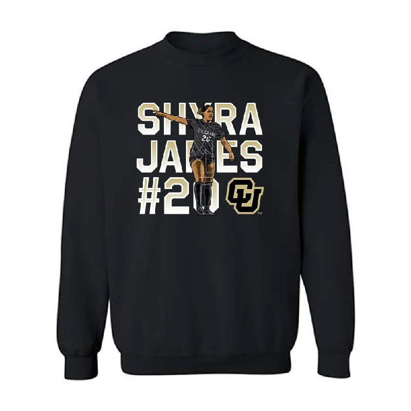 Colorado - NCAA Women's Soccer : Shyra James - Individual Caricature Crewneck Sweatshirt Hoodie with Hem Embroidery Detailed Premium Colorado - NCAA Women's Soccer : Shyra James - Individual Caricature Crewneck Sweatshirt Hoodie with Hem Embroidery Detailed Premium