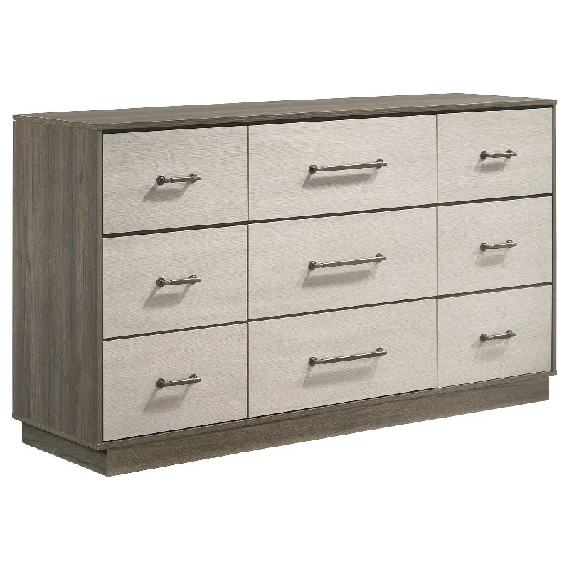 Fenwick - 9-Drawer Dresser - Gray Oak Tunics Solid Classic