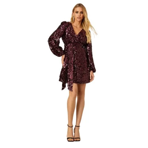 Dorothy Perkins Womens/Ladies Sequins Wrap Mini Dress Trendy Crossover Mini Dress