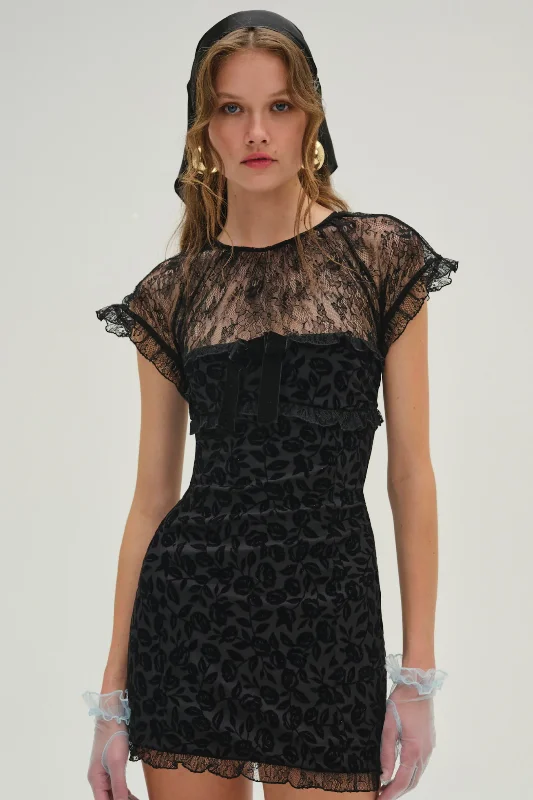 Midnight Velvet Mini Dress Elegant Lace Mini Dress
