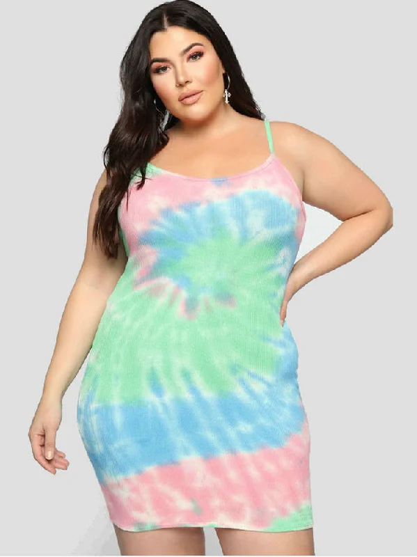 Tie Dye Sling Mini Dress Stylish Button-Down Mini Dress