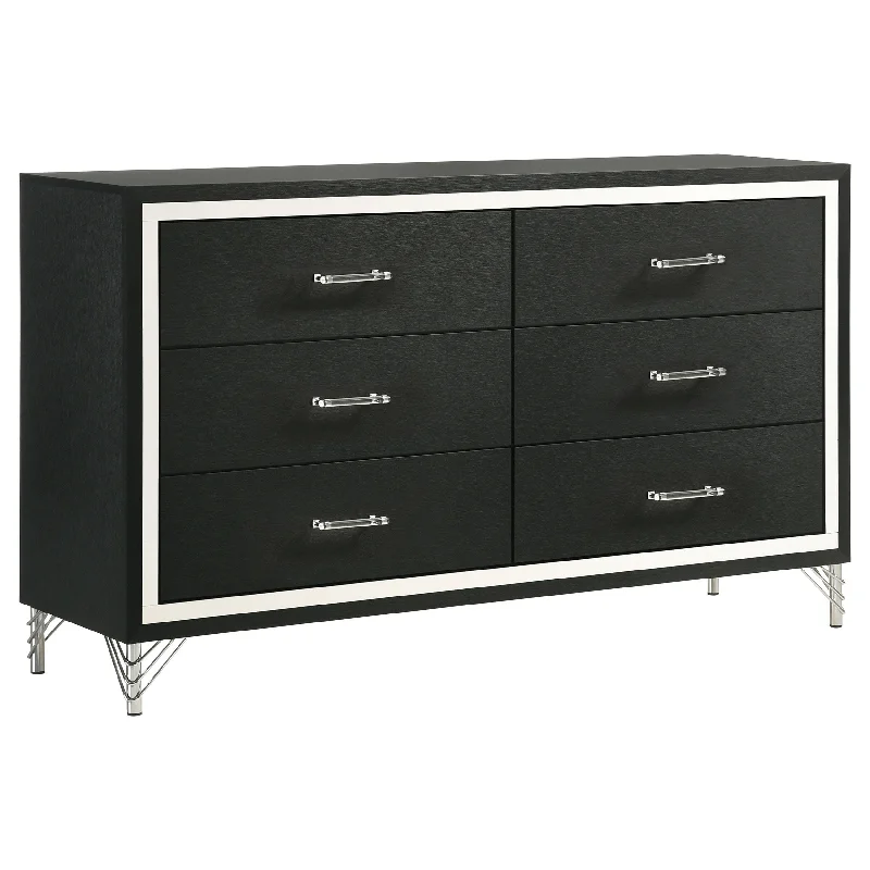 Lucia - 6-Drawer Dresser Cabinet - Black Tunics Winter warm