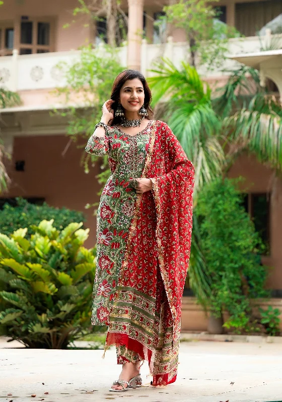 Women's Multicolor Printed Viscose Rayon Kurta, Pant And Dupatta Set - Alvami Comfortable Fleece Pants Women's Multicolor Printed Viscose Rayon Kurta, Pant And Dupatta Set - Alvami Comfortable Fleece Pants